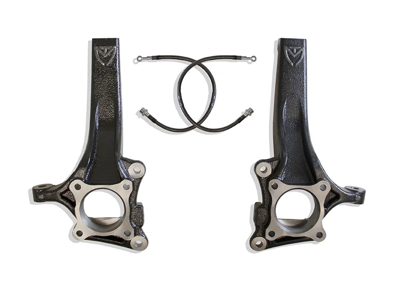 703440 – MAXTRAC Spindle, 4 To 4-1/2 Inch Lift Steel With 2 Knuckles And Brake Line Extensions